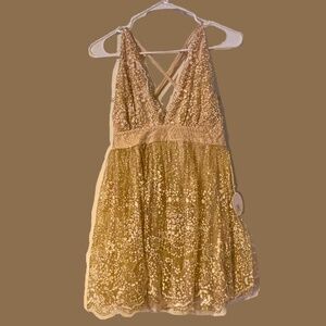NWT Luxxel Dress - Gold with Sparkles - Size Small